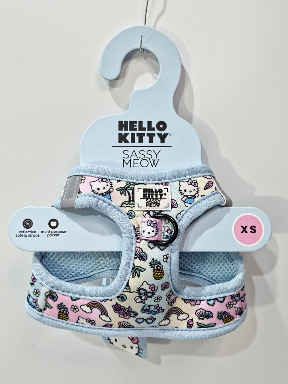 Sassy Meow, Hello Kitty Cat Harness, Blue w/Pink, NEW
